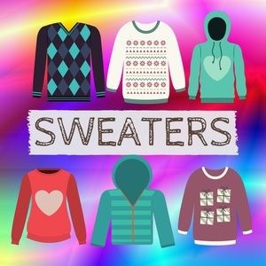 SWEATERS: HOODIES, CREWNECKS, PULL OVERS, ZIPS